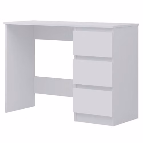 FWStyle Matt White 3 Drawer Scandinavian Dressing Table Desk W/D/H: 99 x 40 x 71.5 cm