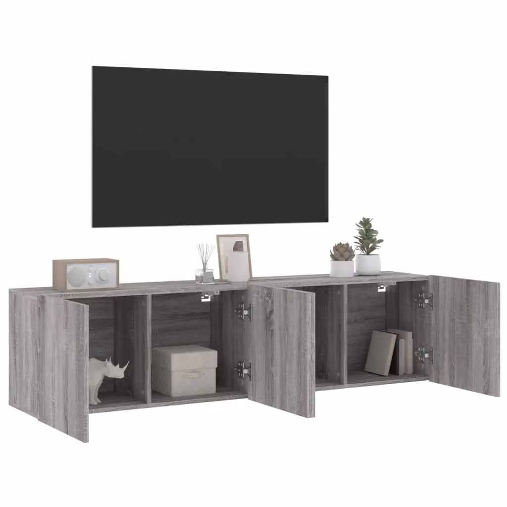 Berkfield Home Wall-mounted TV Cabinets, 2 Piece Set in Grey, W: 80 cm, D: 30 cm, H: 41 cm – 4