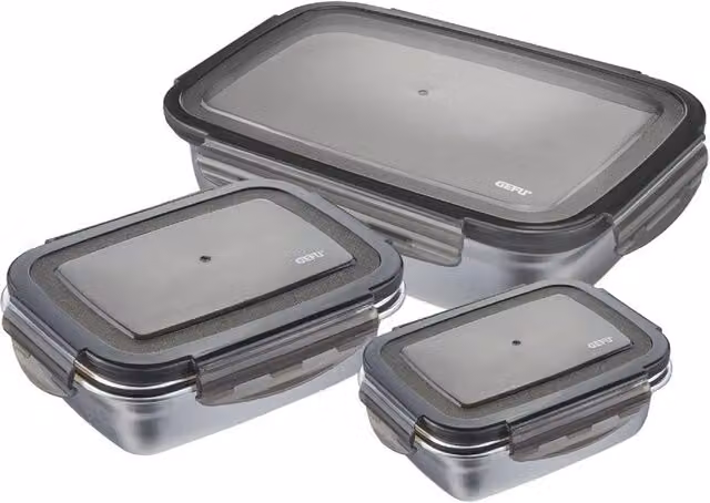 Gefu PREPPO Premium Airtight and Leakproof Food Storage Set, 3 Piece Set in Silver