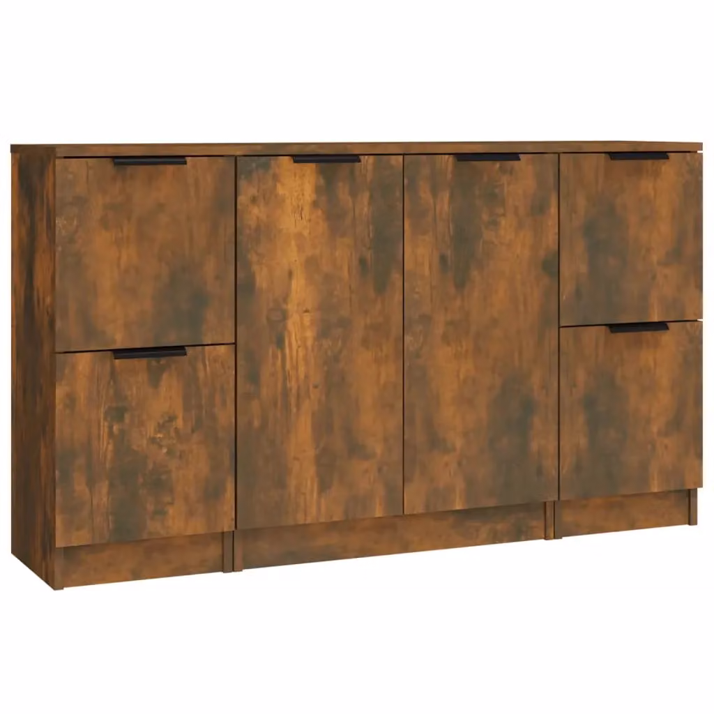Berkfield Home 3-Piece Smoked Oak Sideboard Set in Brown Engineered Wood – 2