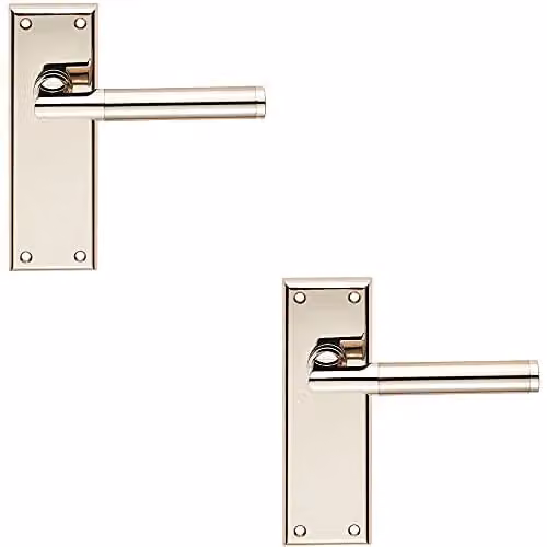Loops 2 Pack Round Bar Section Handle on Latch Backplate in Polished Silver Nickel, W: 150 mm, H: 50 mm