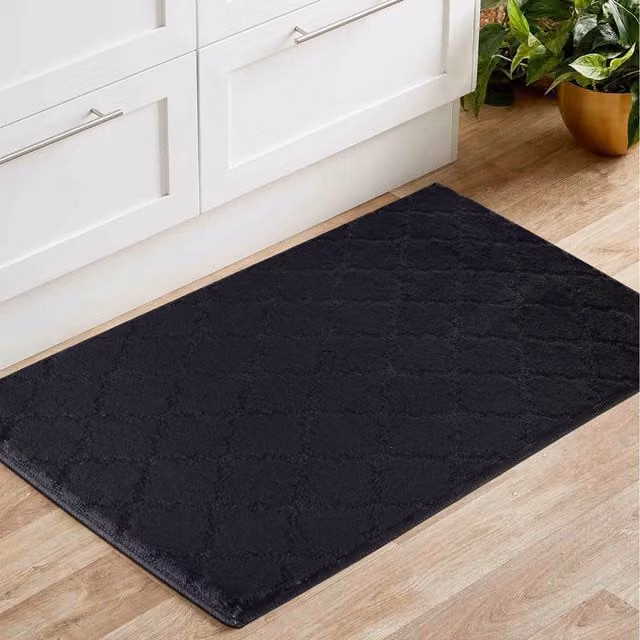 RugsbyDesire Black Ivy Trellis Design Anti Slip Washable Runner Doormat, W: 80 cm, L: 150 cm