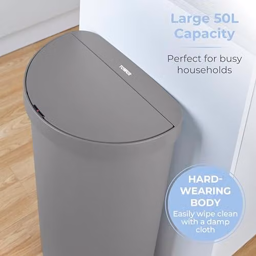 Tower Grey Plastic Sensor Recycling Bin, H 61.5 x W 30.0 cm – 3