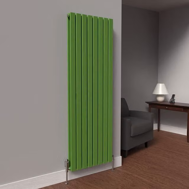 Lux Heat Flat Coloured Vertical Radiator in Apple Green, H 160 cm x W 56 cm