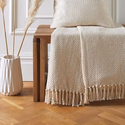 Drift Home Hayden Filled Cotton Basket Weave Cushion in Beige, W/D/H: 43 x 43 x 43 cm – 2