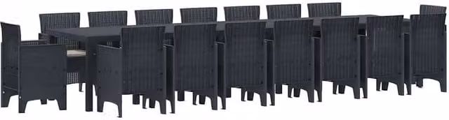 Berkfield Home 17 Piece Anthracite Poly Rattan Garden Dining Set with Multicolour Cushions