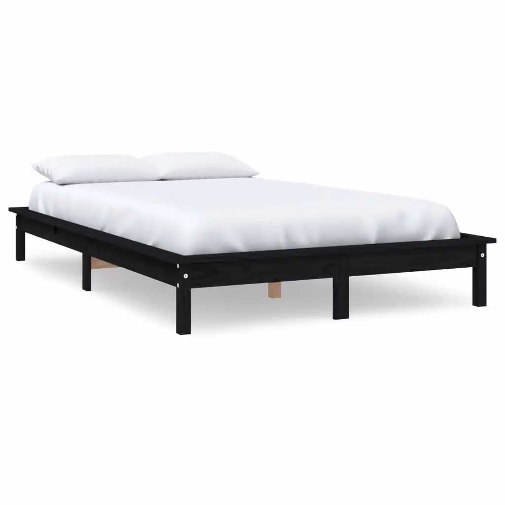Berkfield Home Super King Size Solid Wood Pine Bed Frame in Black, W/D/H: 180 x 200 cm – 2
