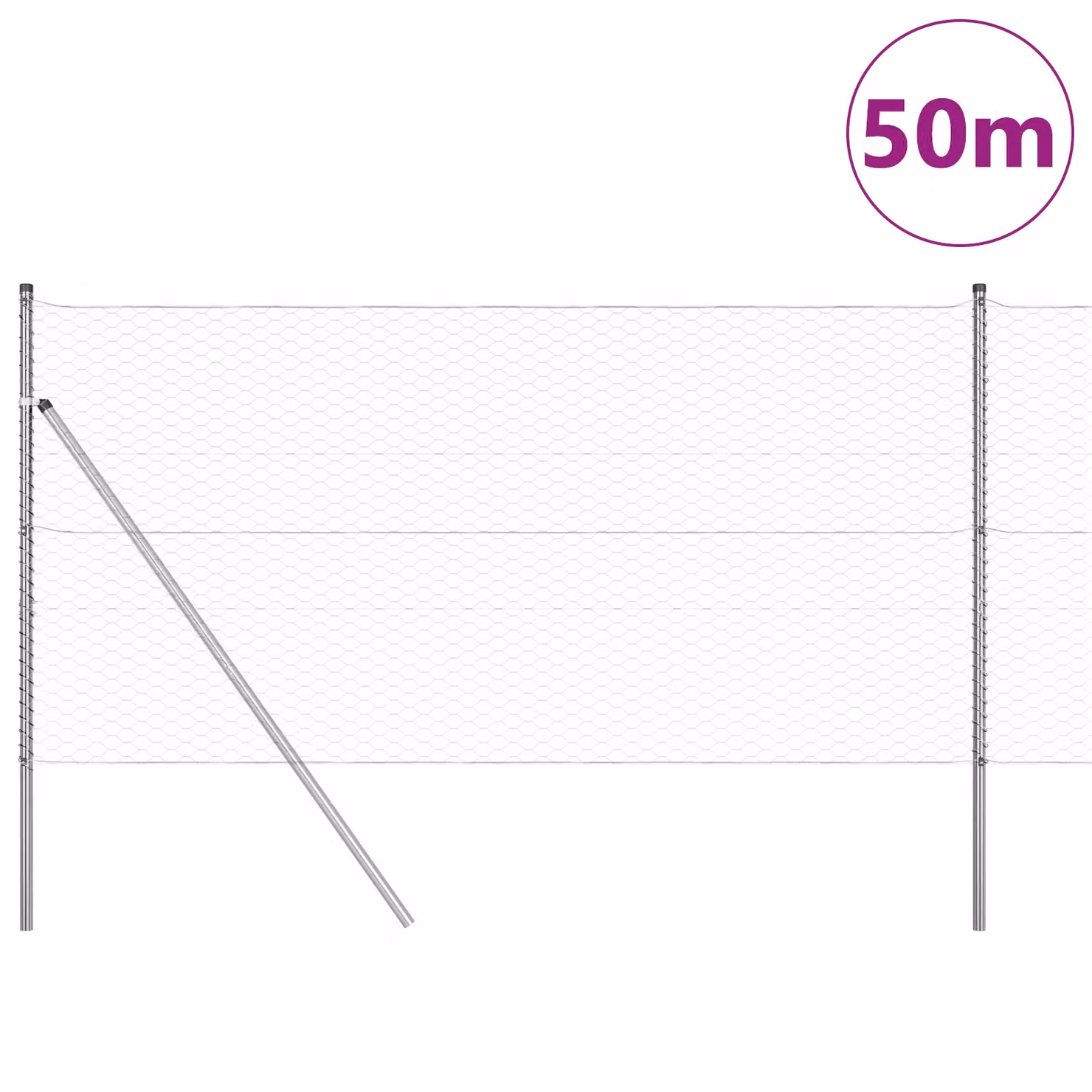 Berkfield Home Hexagon Fence, Galvanised Steel, Silver, H: 140 cm, L: 50 m – 2