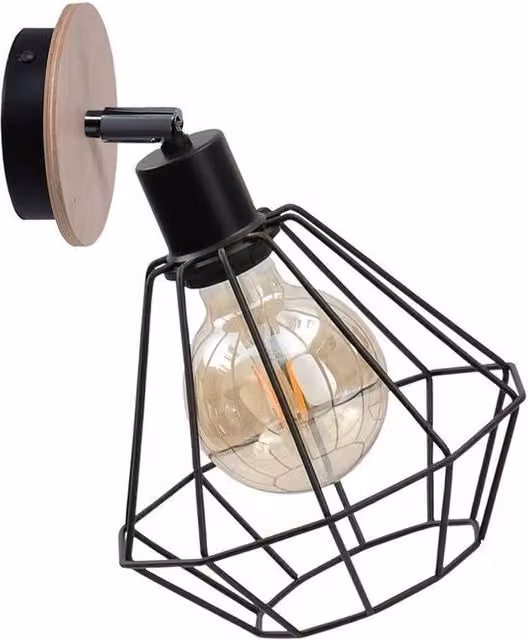 Netlighting Atwood Wall Lamp in Black Wood with E27 Bulb Holder, Diameter: 20 cm