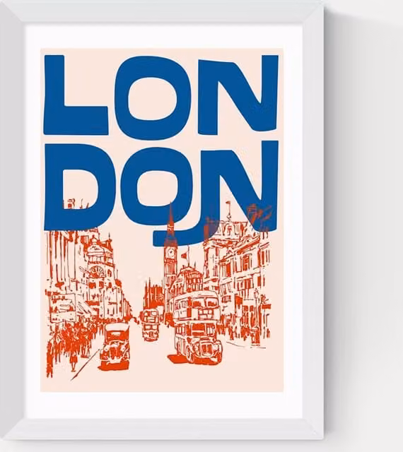 East End Prints London City Framed Multicolour Graphic Wall Art Print in White