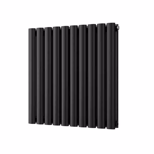 UK Radiators Omeara Black Elliptical Tube Horizontal Designer Radiator, W: 58 cm, H: 60 cm – 2