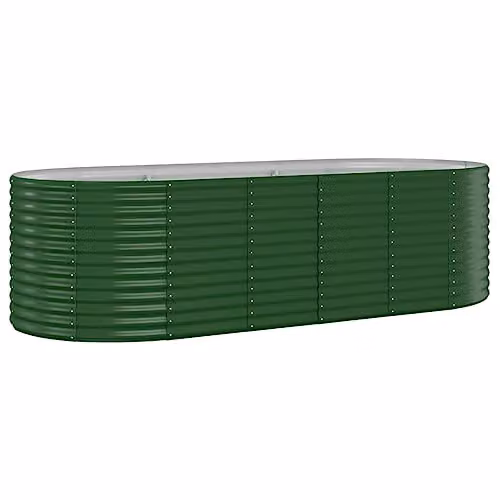 vidaXL Green Powder Coated Steel Planter Tub W: 249 cm, D: 100 cm, H: 68 cm – 1