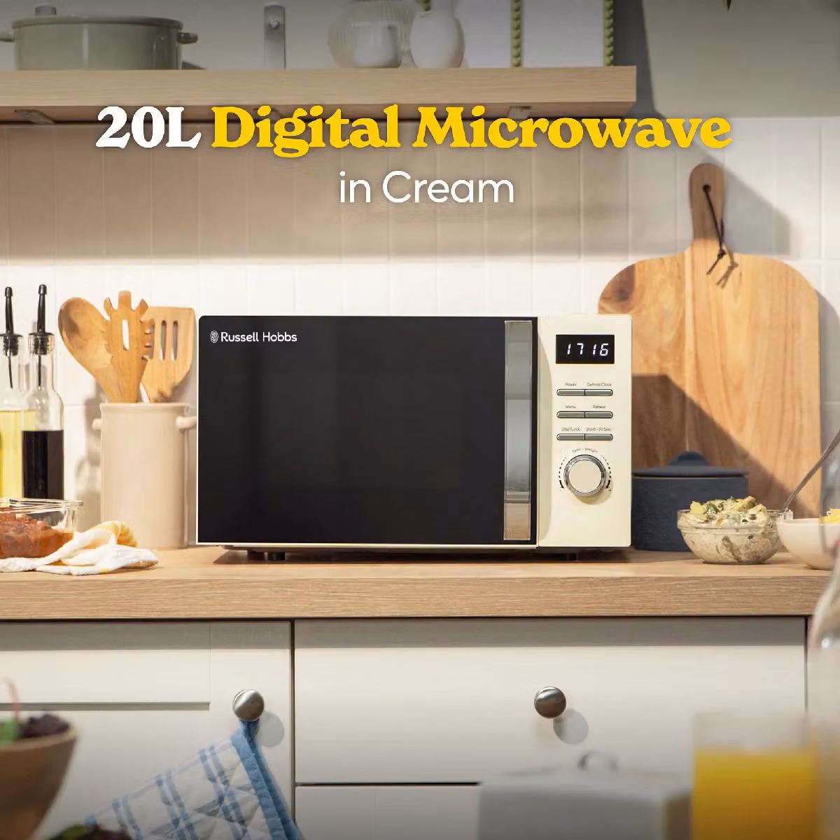Russell Hobbs Digital Legacy 20L Solo Microwave 800W RHMD818 in Beige – 2