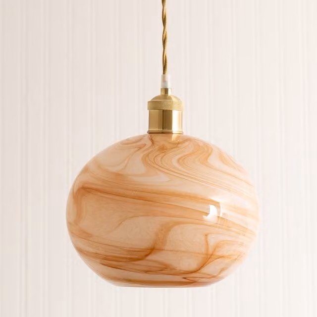 ValueLights Modern Sphere Glass Ceiling Light Shade with LED Bulb in White, Yellow or Beige