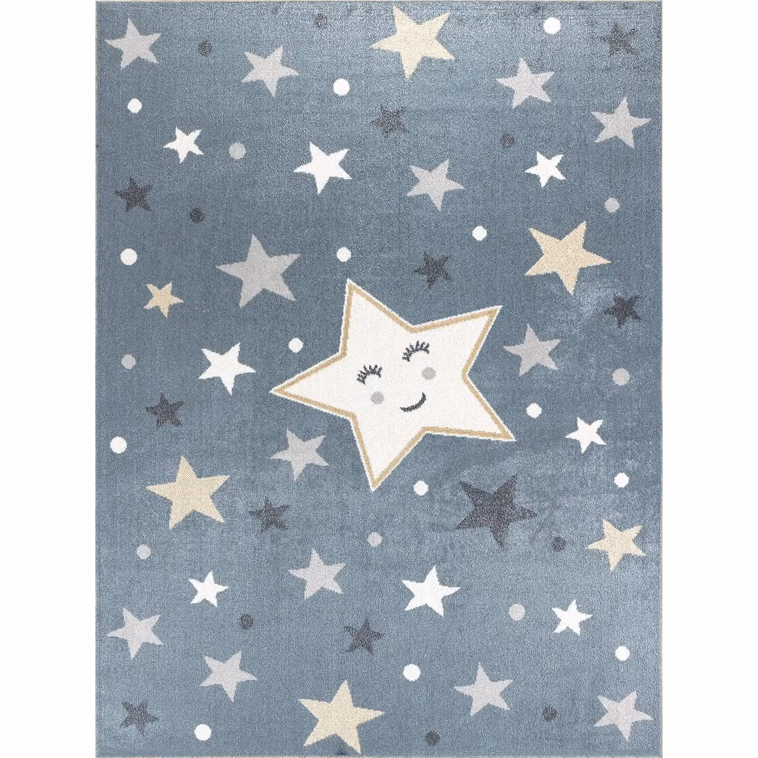 Livabliss Lilian Washable Round Childrens Rug with Star Pattern in Blue, Grey, Beige and Yellow, Diameter: 160 cm – 2