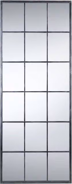 Julian Bowen Somma Large Window Mirror in Silver/Grey, H: 180 x W: 70 x D: 2.5 cm – 3