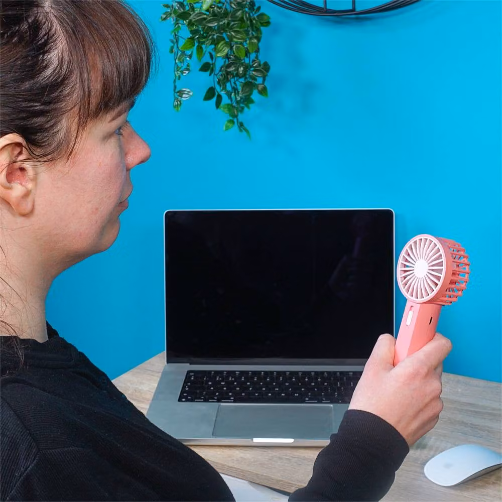 Prem-i-Air Mini USB Rechargeable Hand Held Fan with Strap, Pink – 2
