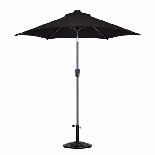Jack Stonehouse JSH 2.7m Straight Garden Parasol in Black with UPF 50+ Protection and Tilt Function