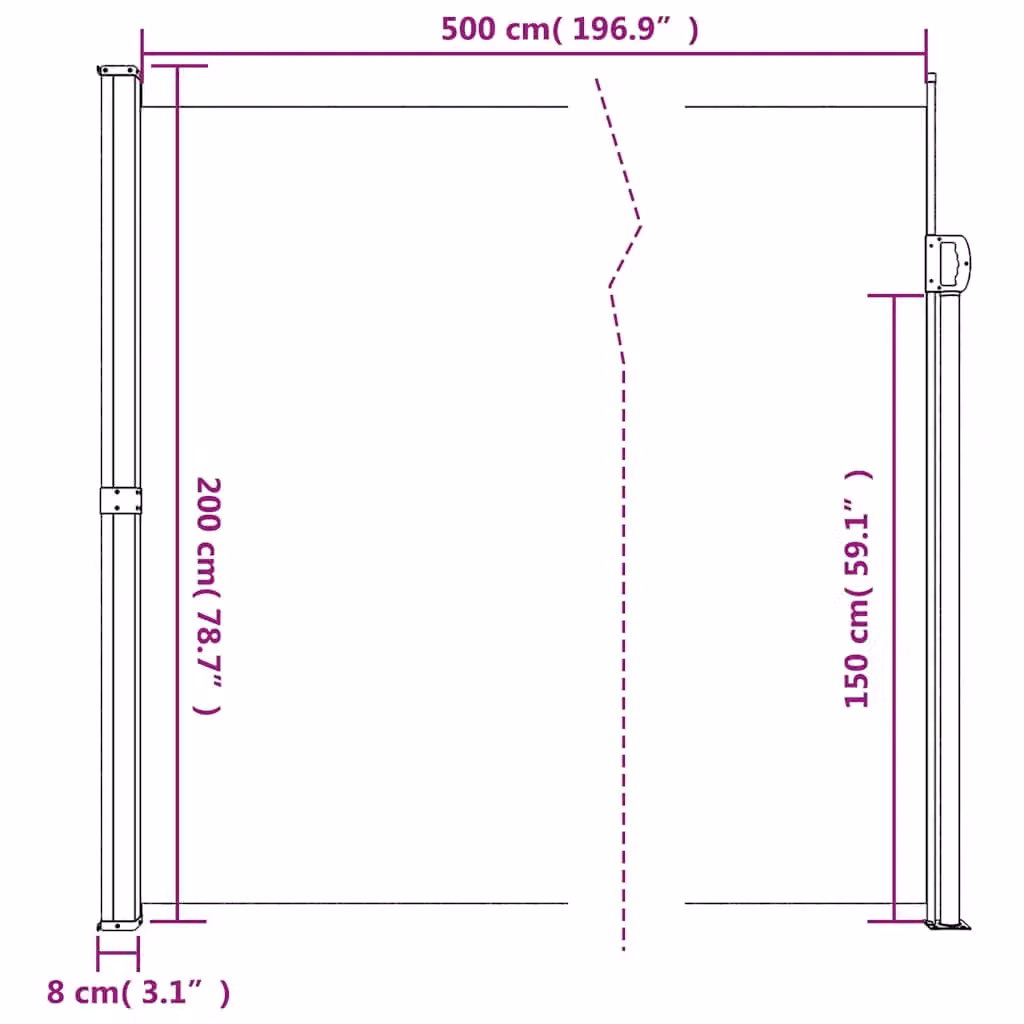 Berkfield Home Retractable Side Awning in Anthracite, W/H: 500 x 200 cm – 6