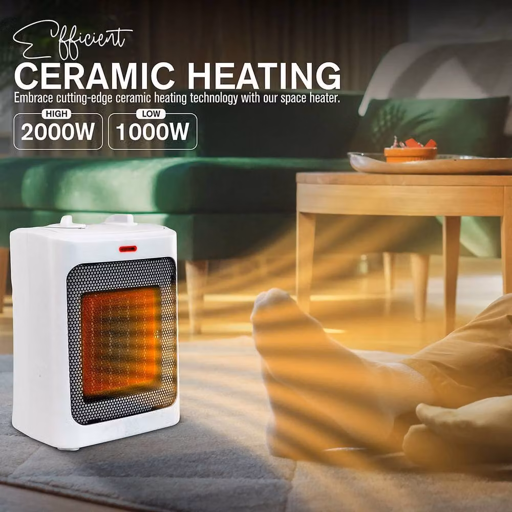 Tanness Ceramic Fan Heater with Tilt and Overheat Protection, Black and White – 2