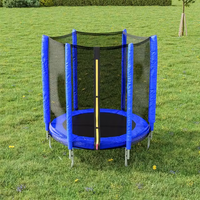 Livingandhome Mini Trampoline with Safety Net in Blue
