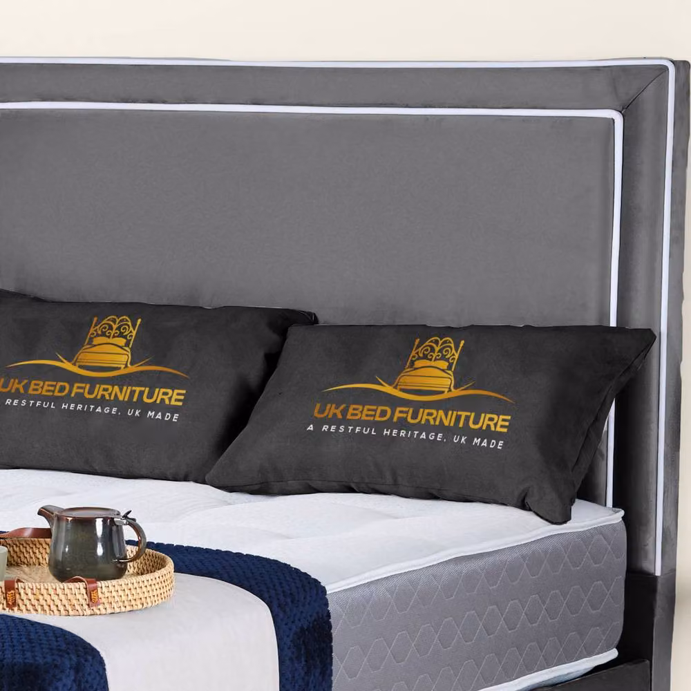 UK Bed Furniture Ariana Grey Velvet Upholstered Bed Frame W/D/H: 120 x 200 cm – 2