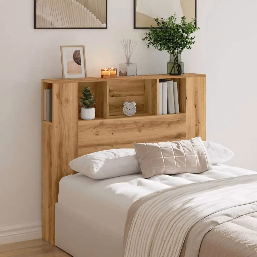 Berkfield Home Artisan Oak Headboard Cabinet in Brown, W/D/H: 120 x 19 x 104.5 cm – 3