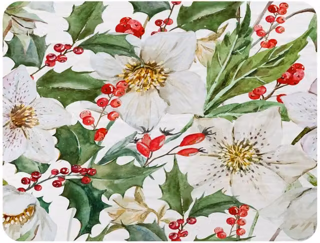 Benjamin Tate Design Watercolour Christmas Pattern Fleece Blanket in Green, Beige and Multicolour, W/D/H: 120 x 150 cm – 2
