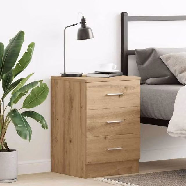Berkfield Home Classic Bedside Cabinet in Artisan Oak Brown, W/D/H: 38 x 35 x 55 cm