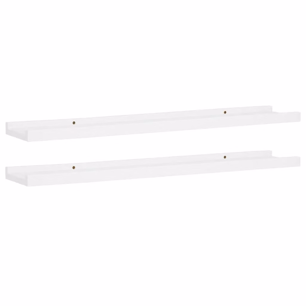 Berkfield Home Picture Frame Ledge Shelves, 2 Pack, White MDF, W: 80 cm, D: 9 cm, H: 3 cm – 2