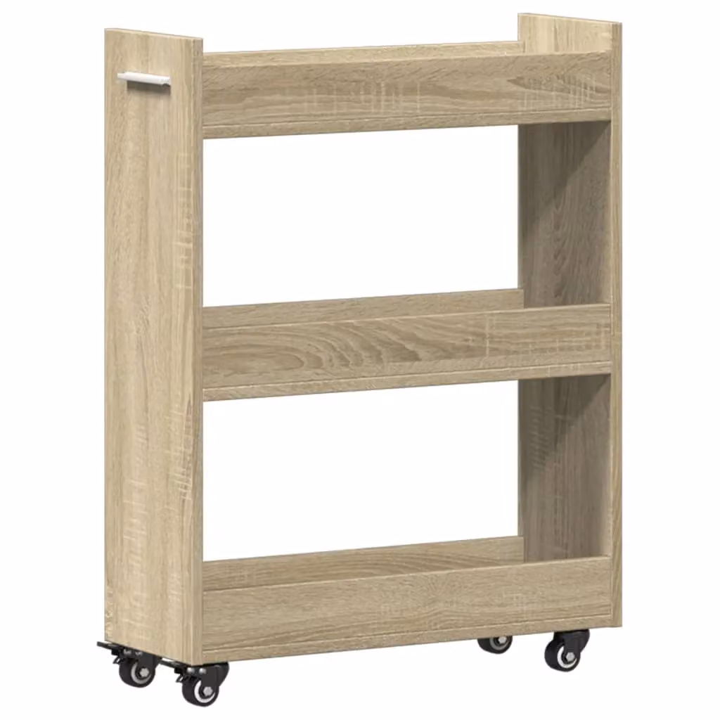 Berkfield Home Cabinet with Wheels in Sonoma Oak Brown, W/D/H: 60 x 22 x 79 cm – 2