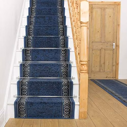 runrug Tribal Stair Runner in Blue, W: 60 cm, L: 690 cm – 2
