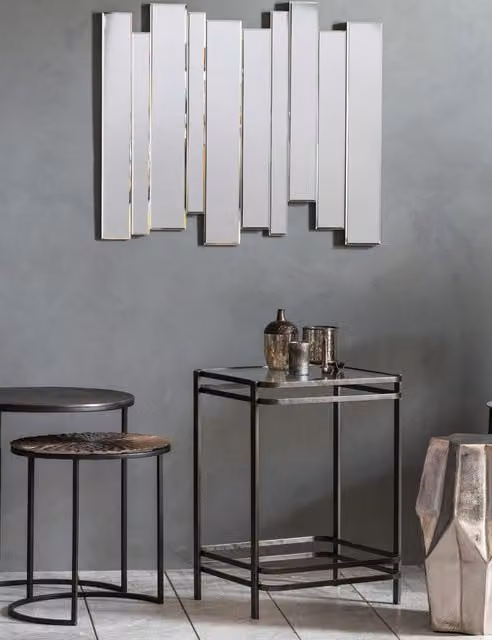 Gallery Direct Montessa Large Modern Geometric Rectangular Wall Mirror in Silver