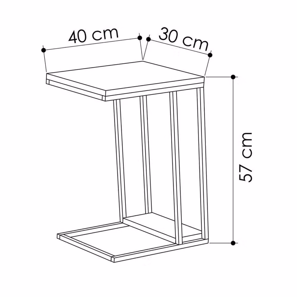 Havendro Oak 2 Tier Modern Sofa End Table with Metal Frame in Beige – 2