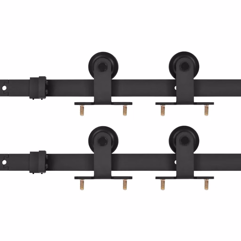 Berkfield Home Sliding Door Hardware Kit, 2 Piece Steel Set in Black, 183 cm – 2