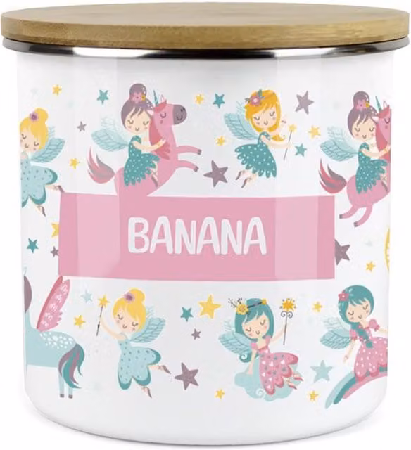 Purely Home Unicorn Fairies Childrens Mini Snack Pot in Pink and Multicolour Enamel Metal