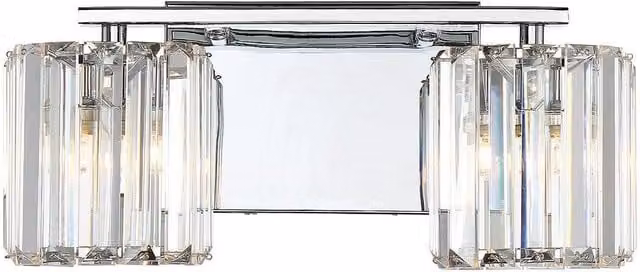 Quoizel Divine Art Deco Wall Lamp in Polished Chrome and Grey Glass with Crystal Details, IP44 Rated for Bathrooms