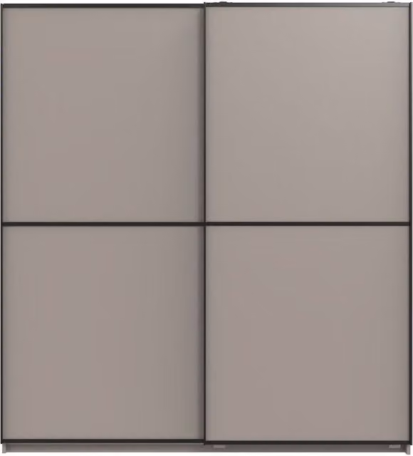 TJS Ulm 2 Door Sliding Wardrobe Doors, Grey and Black, Width: 135 cm