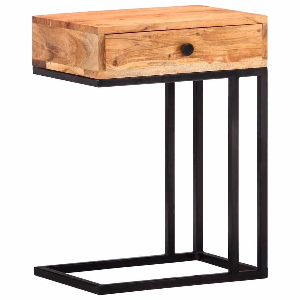 Berkfield Home U-Shaped Side Table in Brown Solid Acacia Wood, W/D/H: 45 x 30 x 61 cm – 2