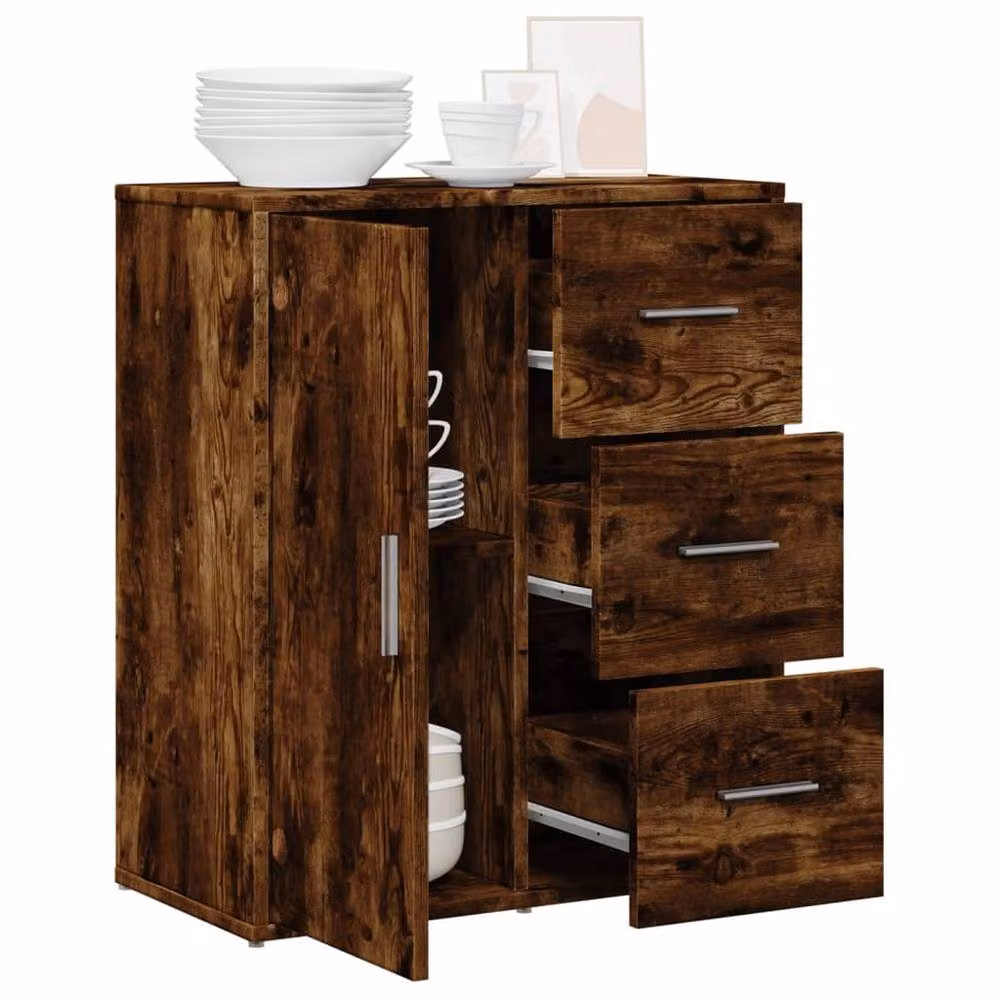 Berkfield Home Modern Smoked Oak Sideboard in Brown, W/D/H: 60 x 31 x 70 cm – 4