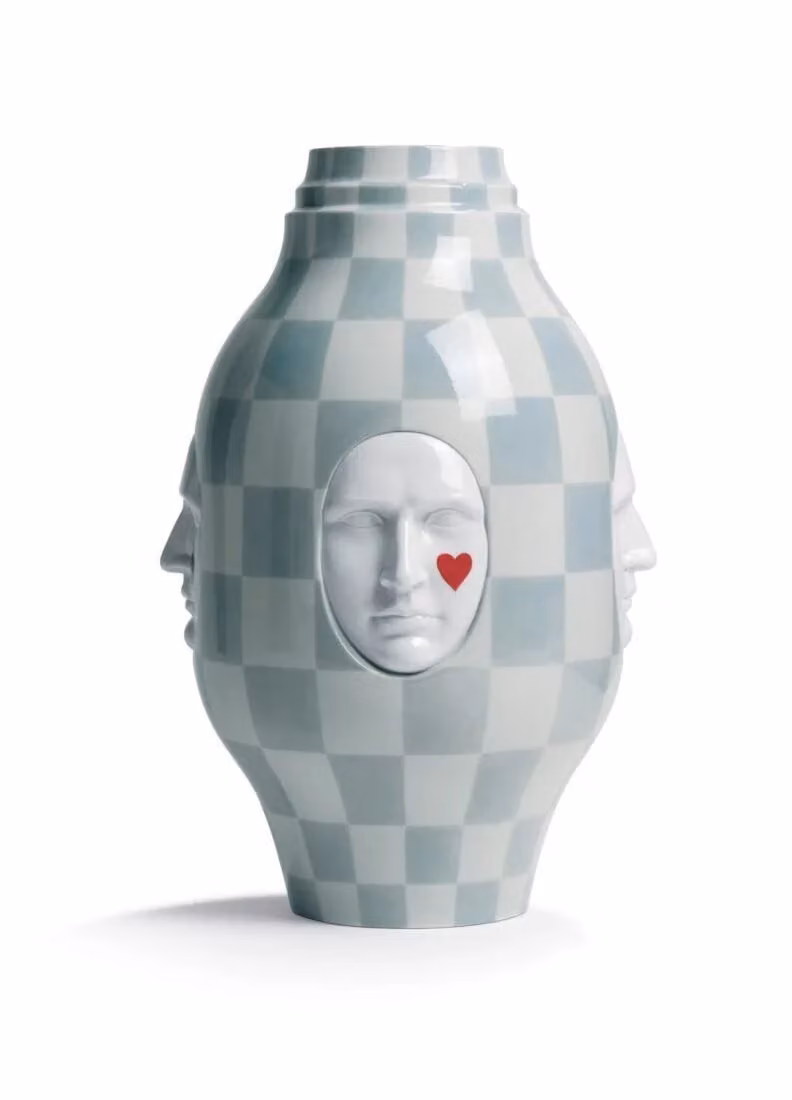 Lladró Conversation Vase I by Jaime Hayon Blue Porcelain Tabletop Vase