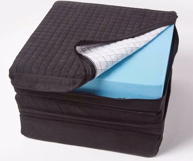 Homescapes Black Quilted Polyester 3 Seater Orthopaedic Booster Cushion Cover – 1