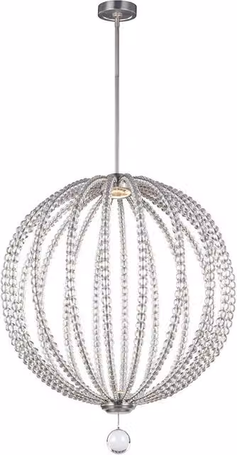 Loops 2 Bulb Ceiling Pendant Light Fitting in Silver with Crystal and Metal Details, Includes 12W LED Bulb