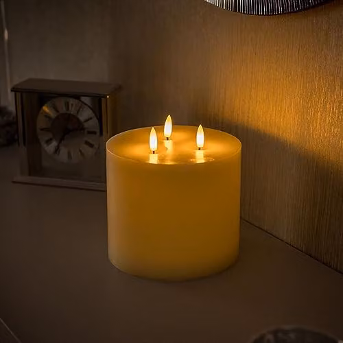 MiniSun Large 3 Wick White Real Wax Flameless LED Flickering Candle Light with Remote Control – 2