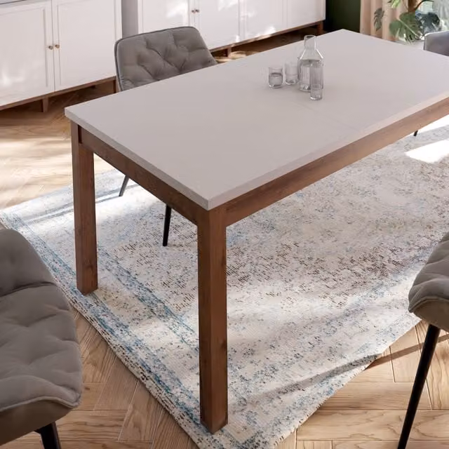 Furniture To Go Wensley Modern Rectangular Extendable Dining Table in Grey and Oak, W: 160.4 cm, D: 90 cm