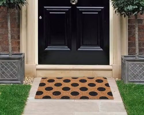Coco&Coir Polka Beauty Indoor/Outdoor Non-Slip Coir Door Mat, Brown, W: 45 cm, D: 75 cm, H: 1.5 cm – 1