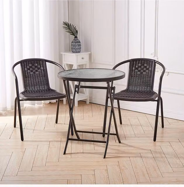 Living and Home Bachmann 2 Seater Dining Bistro Set in Brown