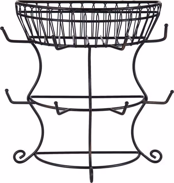 Mikasa Gourmet French Countryside Mug Tree with Basket in Black