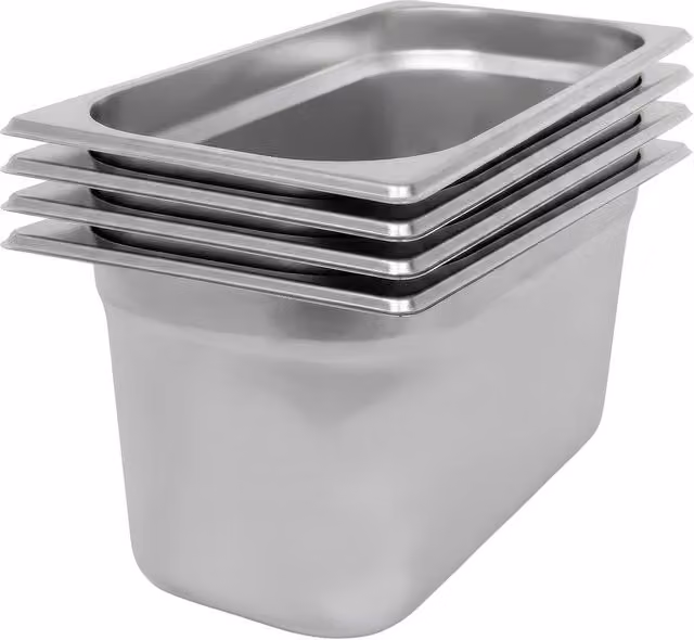 Argon Tableware Stainless Steel Gastronorm Containers 1/3, 5.5 l, Silver, Pack of 4 – 2