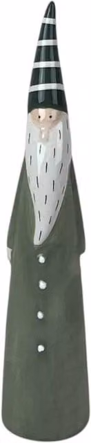 Four Candle Green and White Ceramic Christmas Gonk Tabletop Decoration, Height: 22 cm